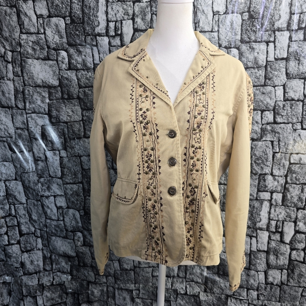 New Direction Embroidered Tan Women's Jacket Size Small
